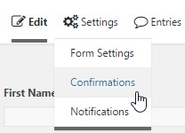On the Settings entry Choose Confirmations