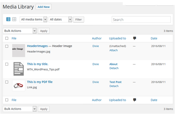 Media Library List View
